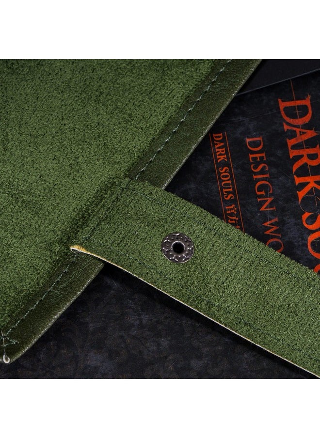 cusdie Cusdie 2 in 1 Rolling Mat & Zippered Dice Holder Tray - Compatible With DND Polyhedral Dungeons and Dragon (Leatherette-Green)  - Image 4