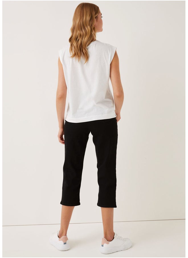 Matalan Grace Black Cropped Straight Leg Jeans  - Image 1