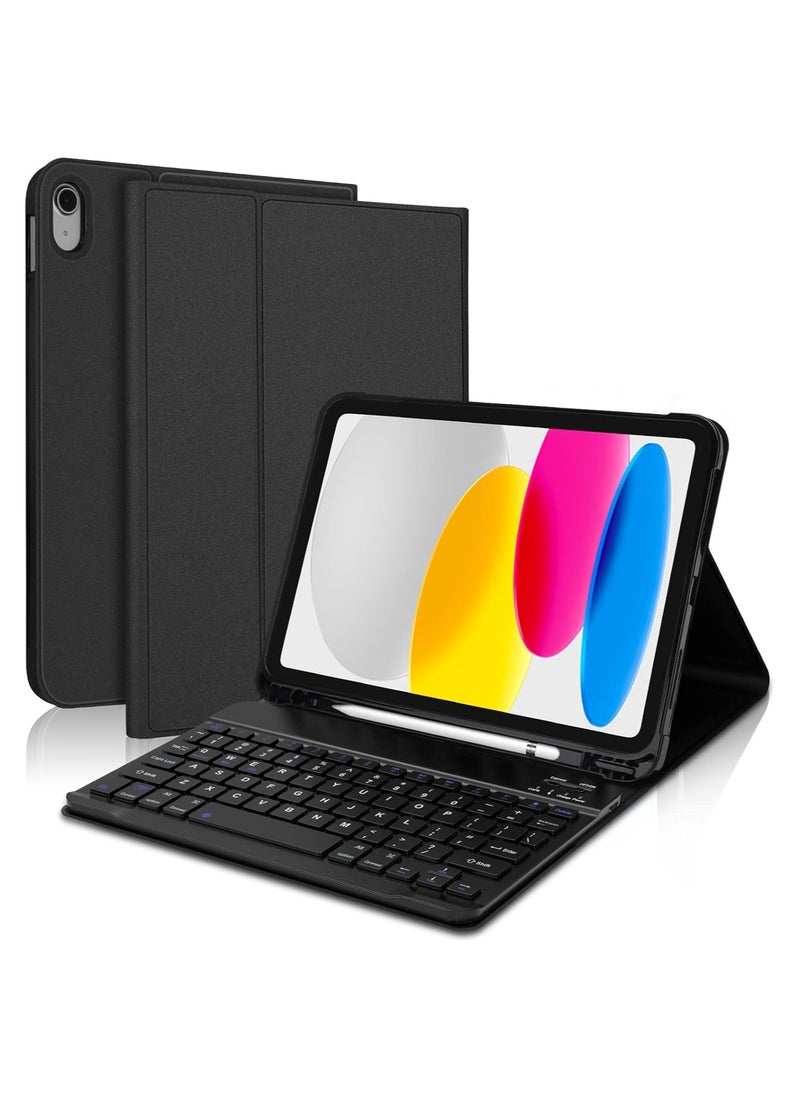 TWEGGON Keyboard Case for Apple iPad 10th Generation 10.9" with Pen Holder Black  - Image 1