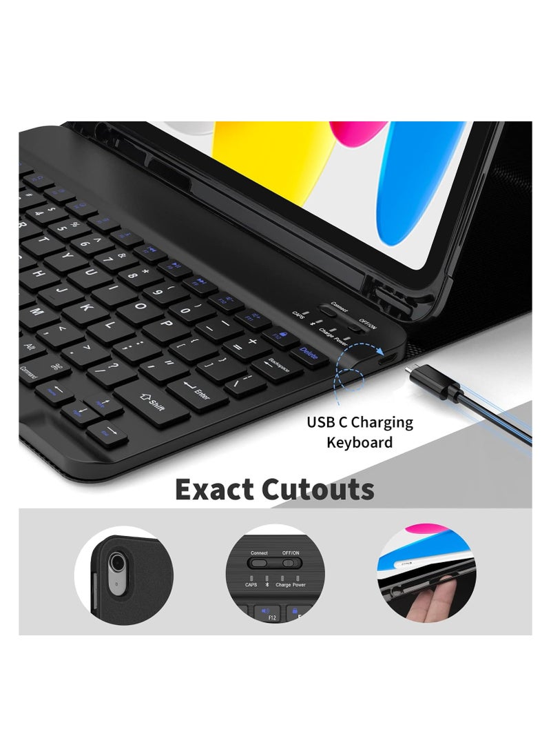 TWEGGON Keyboard Case for Apple iPad 10th Generation 10.9" with Pen Holder Black  - Image 4