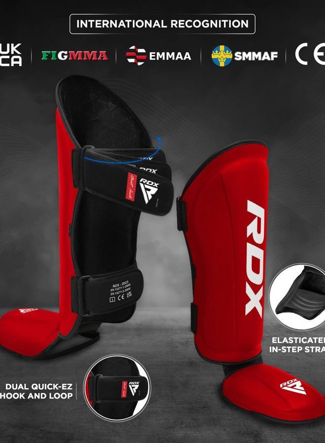 Rdx Shin Guards Kickboxing Muay Thai, SATRA SMMAF Approved, Premium Maya Hide Leather, Leg Instep Protection Pads, MMA Martial Arts kicking Sparring Training Gear, BJJ Karate Boxing Taekwondo, Black - Image 2