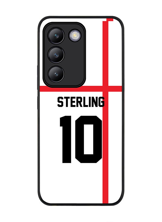 Stylizedd Rugged Black edge case for Vivo V30 Lite 5G, Slim fit Case Flexible TPU Gel Thin Cover -  Football Team - England, Player Name - Sterling - Image 1