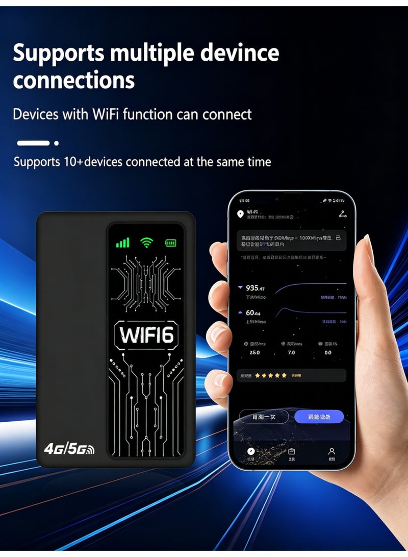 Closeli Mobile/Portable WiFi, 4G WiFi Router, 10000mAh Power Bank, with SIM Card Slot, WiFi 6, Supports 5G SIM Card Router, Plug & Play, WPA/WPA2 Security Encryption, Stable Signal, Wide Coverage, Up to 10+ Devices, for Travel, Gaming, Home & Outdoor Use(Black) - Image 5