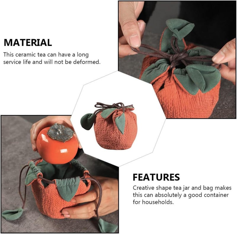 Modern look Ceramic Tea Canister with Persimmon Design, Thickened Cotton Linen Storage Bag, Sealing Tea Container for Travel and Home Loose Leaf Organization Sand resistant Global standard processed material Global assemble options Simple multi-feature universal build Local licensed courier Anti topple design On-demand local restock Dense material Gulf climate tested upgraded quality Modern color selections Local trackable shipment Solid anti-deform Bulk storage easy optimized build Simple upgraded construction Various color options General standard compliant quality Widely used design Mountain region eligible ship General purpose design Affordable purchase options Ready order processing Wide usage compatibility Rack friendly Storage transit efficiency build - Image 4