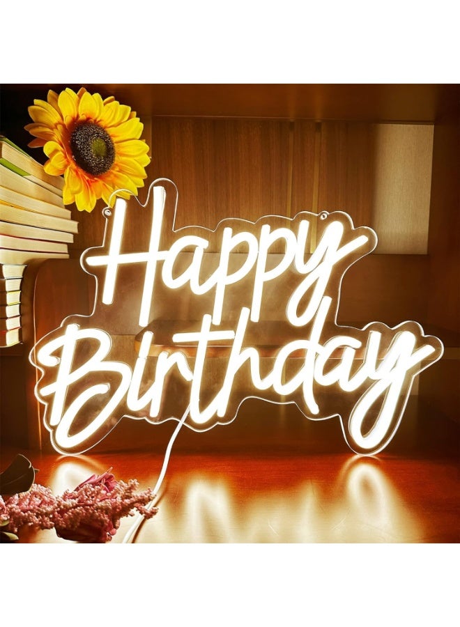 Soofam Happy Birthday Neon Sign Wall Decoration Light for Bedroom Cafe Anniversary Party, Reusable and Dimmable Happy Birthday Led Neon USB Powered 5V - Image 2