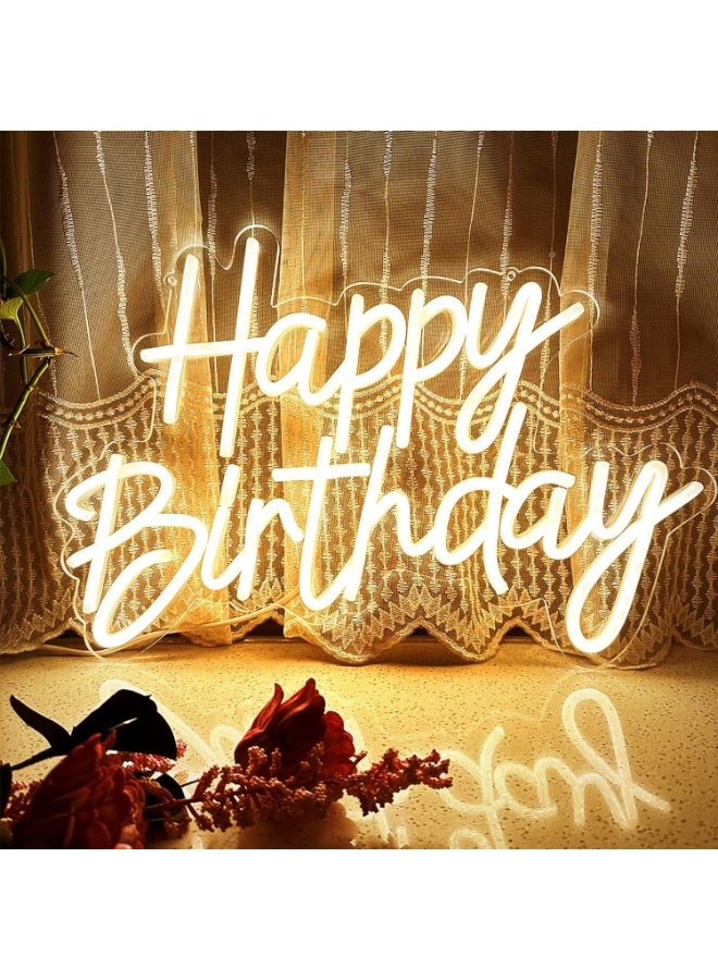 Soofam Happy Birthday Neon Sign Wall Decoration Light for Bedroom Cafe Anniversary Party, Reusable and Dimmable Happy Birthday Led Neon USB Powered 5V - Image 1