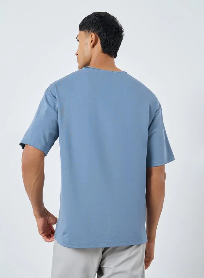 Styli Oversized Heavy Stretch Henley Neck T-Shirt