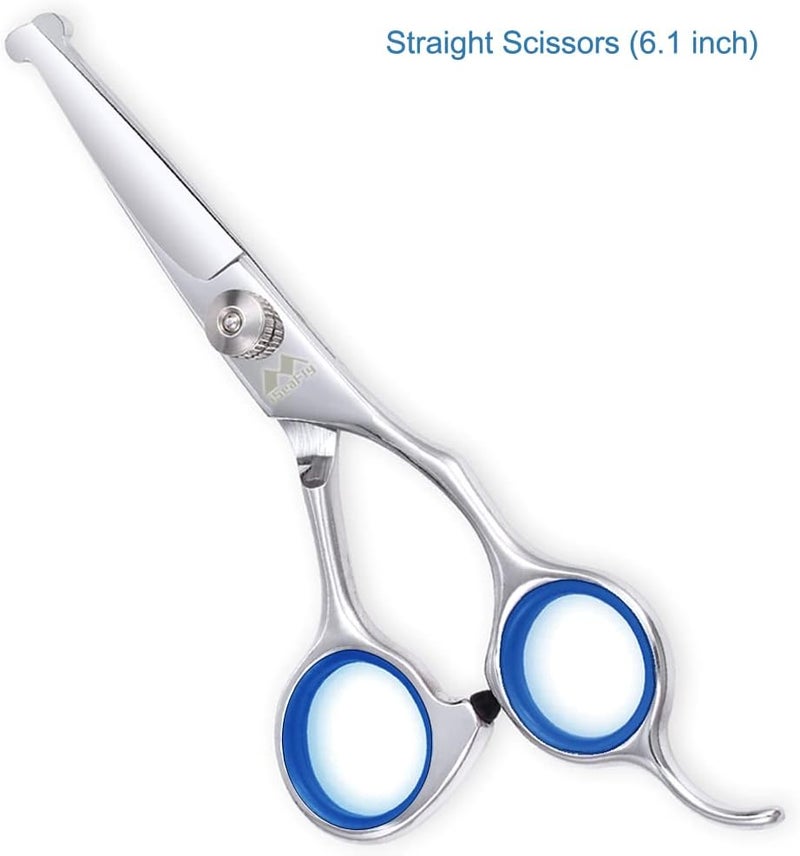 iSeaFly Dog Scissors with Round Tip, 6 in 1 Dog Grooming Kit, Stainless Steel Pet Grooming Scissors for Full Body, Face, Nose, Ear and Paw (Blue) - Image 5
