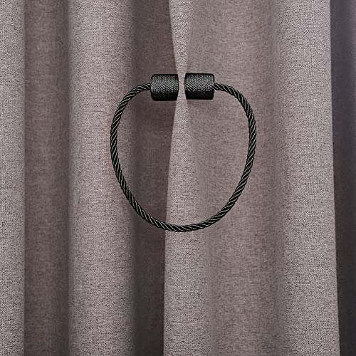 XDerlin 4 Pack Strong Magnetic Curtain Tiebacks Outdoor Decorative Tie Backs Modern Rope Tiebacks Modern Handmade Tie Backs Decorative Curtain Holdbacks for raperies-Black - Image 5