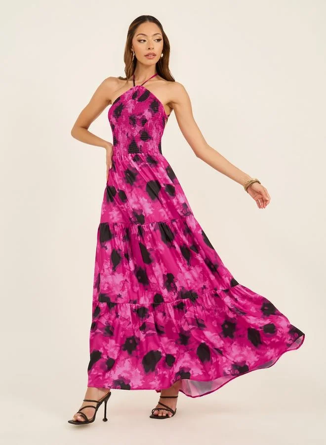 Styli Floral Halter Maxi Dress