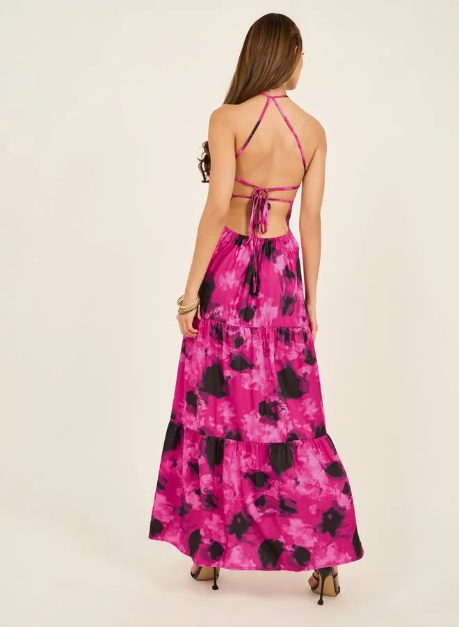 Styli Floral Halter Maxi Dress