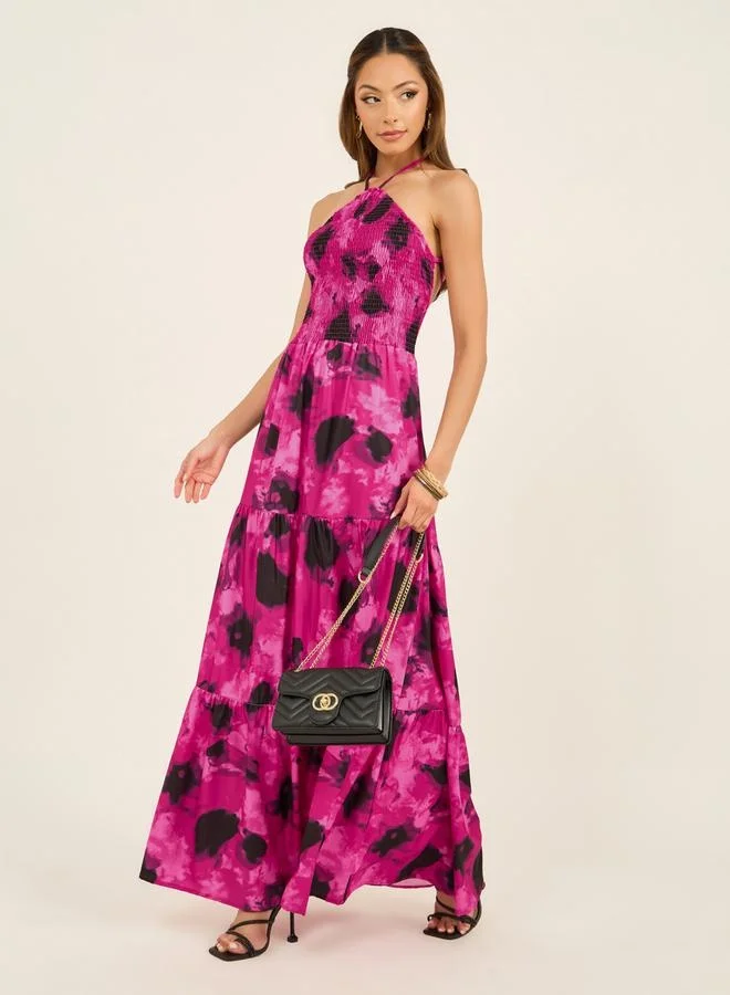 Styli Floral Halter Maxi Dress