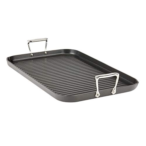 All-Clad AllClad HA1 Hard Anodized Nonstick GrillGriddle Pan 13x20 Inch Oven Broiler Safe 500F Pots and Pans Cookware Black 