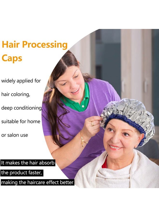 TCOTBE 2 pieces conditioning caps made of aluminum foil, thickened shower caps for hot oil treatment, reusable hair processing caps for home and salon use, hair dyeing and hot oil treatment tools - Image 4