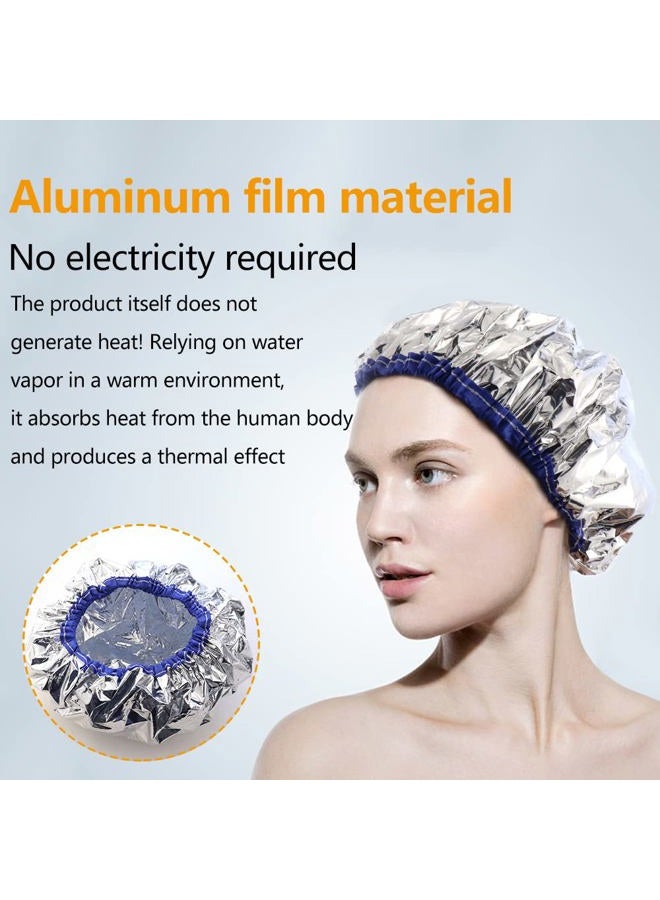 TCOTBE 2 pieces conditioning caps made of aluminum foil, thickened shower caps for hot oil treatment, reusable hair processing caps for home and salon use, hair dyeing and hot oil treatment tools - Image 5