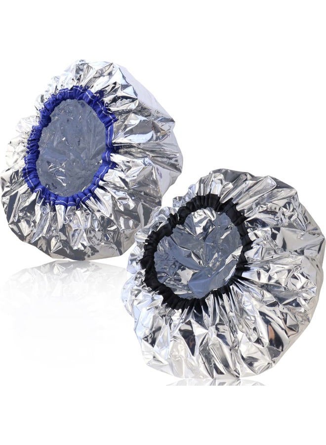 TCOTBE 2 pieces conditioning caps made of aluminum foil, thickened shower caps for hot oil treatment, reusable hair processing caps for home and salon use, hair dyeing and hot oil treatment tools - Image 1