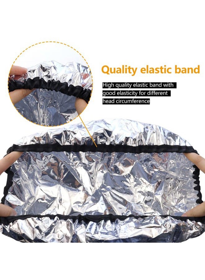 TCOTBE 2 pieces conditioning caps made of aluminum foil, thickened shower caps for hot oil treatment, reusable hair processing caps for home and salon use, hair dyeing and hot oil treatment tools - Image 3