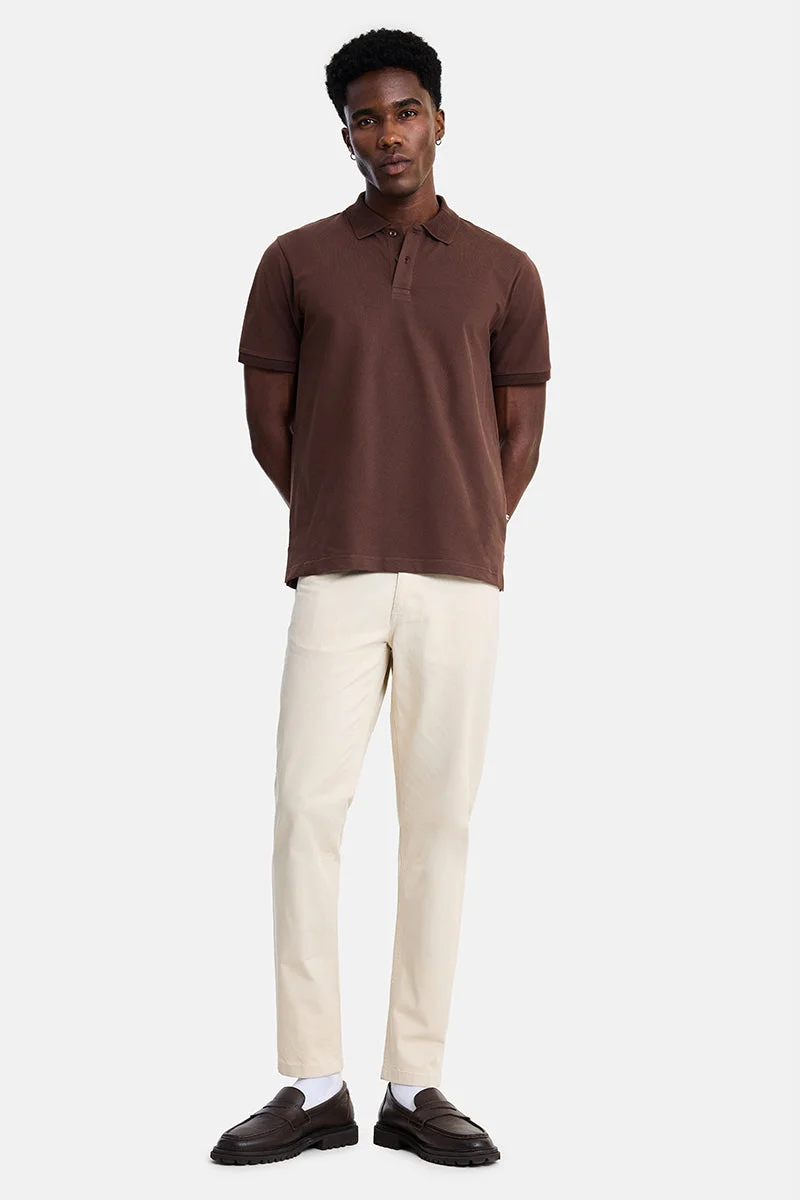 سنيتش Beige Solid Slim Fit Festive Chinos