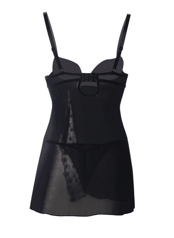 Generic - Mini Cute Flowers Decorated Straps Night Dress With Thong - Image 1