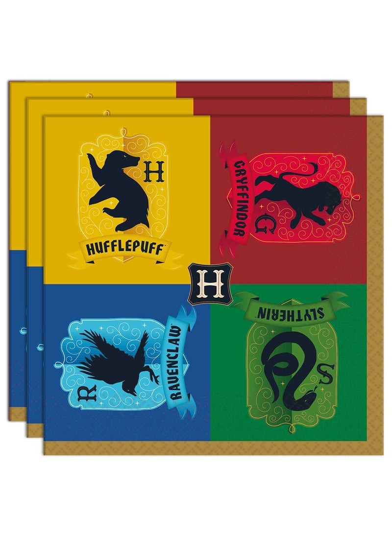 مناديل هاري بوتر هوجورتس للاستخدام مرة واحدة متعددة الألوان، 33 سم، عبوة من 16 قطعة