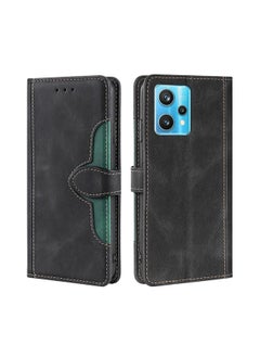 HuHa Case Cover For Realme 9 Pro+ Skin Feel Straw Hat Magnetic Buckle Leather Phone Case Black 