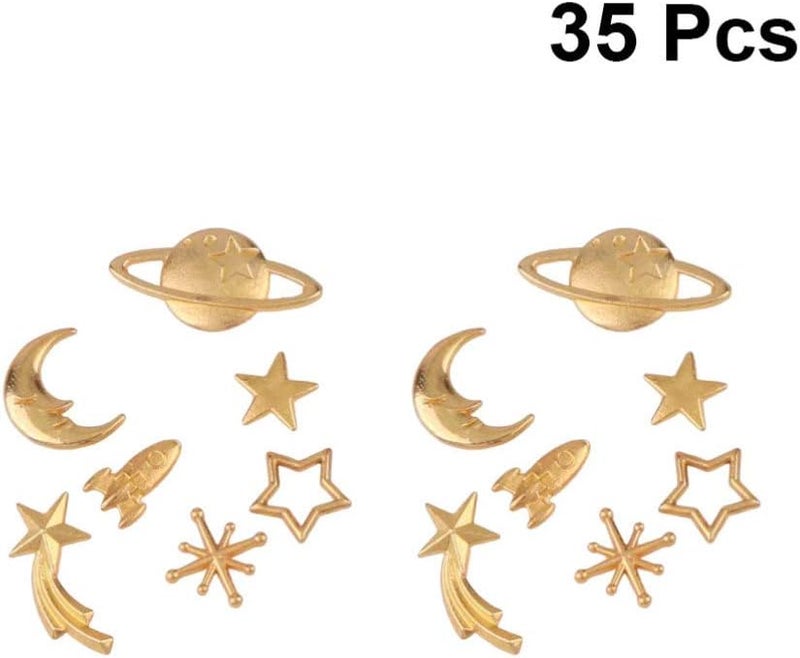 comfrt 35Pcs Moon Star Charms Resin Fillers Charms Mixed Charms Pendants for Resin Epoxy Jewelry Making (Moon Golden) - Image 2