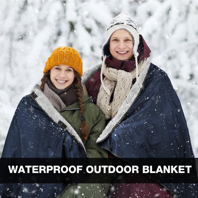 DUKUSEEK Outdoors Waterproof Throw Blanket with Hood, 79â€x 59â€ Sherpa Fleece Stadium Windproof Blankets for Boat, Traveling, Camping, Football, Dogs, Outdoor Sporting Events-Machine Washable - Image 3