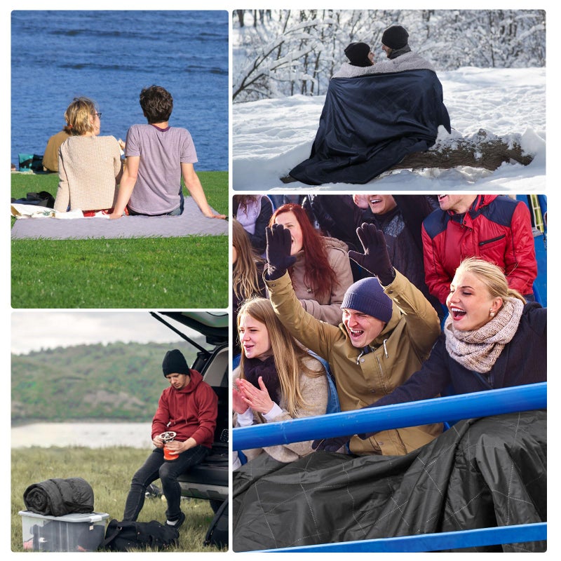 DUKUSEEK Outdoors Waterproof Throw Blanket with Hood, 79â€x 59â€ Sherpa Fleece Stadium Windproof Blankets for Boat, Traveling, Camping, Football, Dogs, Outdoor Sporting Events-Machine Washable - Image 5