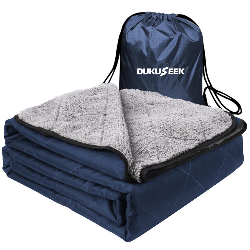 DUKUSEEK Outdoors Waterproof Throw Blanket with Hood, 79â€x 59â€ Sherpa Fleece Stadium Windproof Blankets for Boat, Traveling, Camping, Football, Dogs, Outdoor Sporting Events-Machine Washable - Image 1