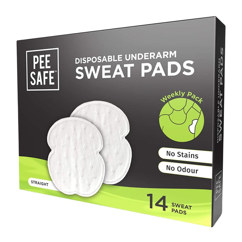 Pee Safe Disposable Underarm Sweat Pads â€“ 14 Count | No Stains, No Odor | Ultra-Thin & Breathable Armpit Liners for Men & Women | Daily Sweat Protection | Straight Shape Pads - Image 1