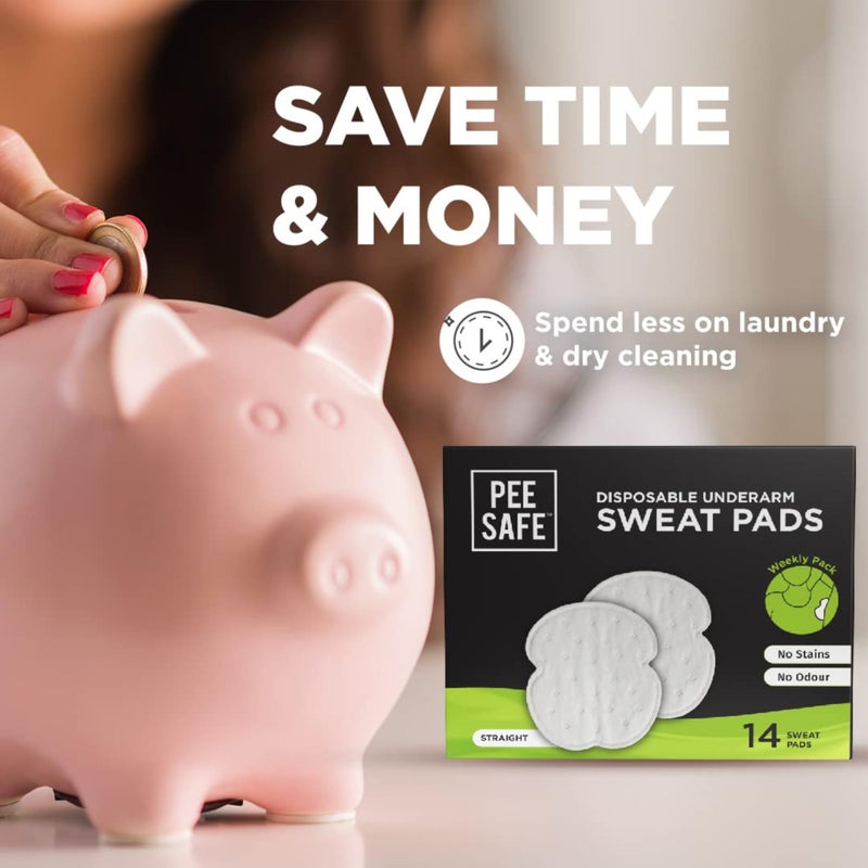 Pee Safe Disposable Underarm Sweat Pads â€“ 14 Count | No Stains, No Odor | Ultra-Thin & Breathable Armpit Liners for Men & Women | Daily Sweat Protection | Straight Shape Pads - Image 5