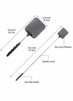 SYOSI Retractable Fly Swatters, Extendable Fly Swatter, Telescopic Strong Plastic Flexible Manual Fly Swatter, Pest Control, Heavy Duty Durable Handles, Light Weight, Black, 5 Pack  - Image 2