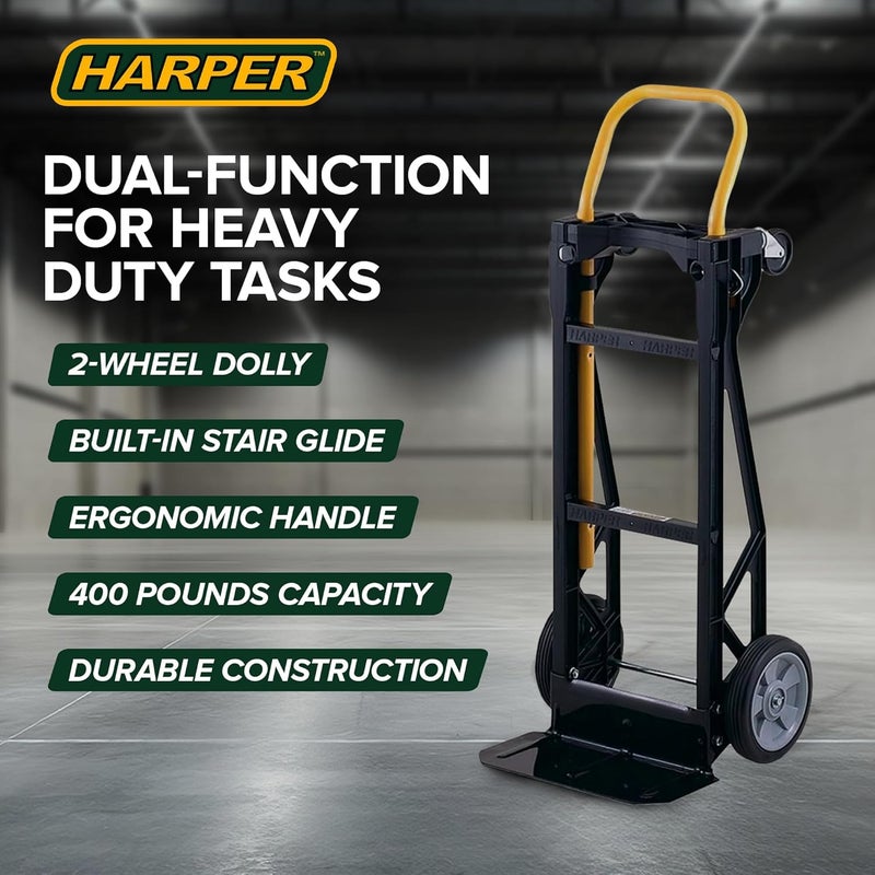 Harper Trucks Convertible Nylon Hand Truck w/ Stair Glides, 300lb Dolly & 400lb Cart Limit - Image 1