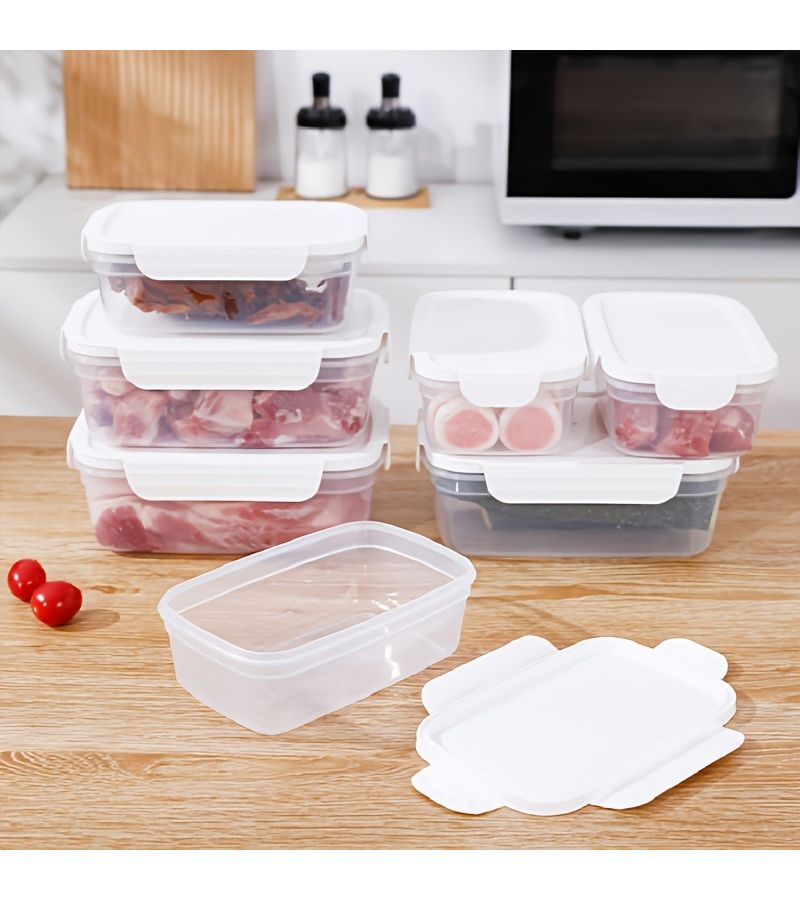 12 Pcs 6 Containers 6 Lids Food Grade PP Airtight Stackable Storage Containers Microwave And Freezer Safe Transparent Square Design For Fridge Organization Odor Proof For Veggies Meat And Eggs - Image 5