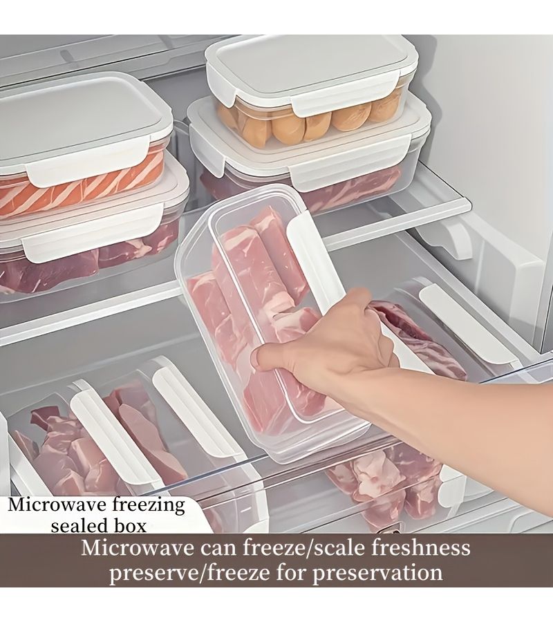 12 Pcs 6 Containers 6 Lids Food Grade PP Airtight Stackable Storage Containers Microwave And Freezer Safe Transparent Square Design For Fridge Organization Odor Proof For Veggies Meat And Eggs - Image 1
