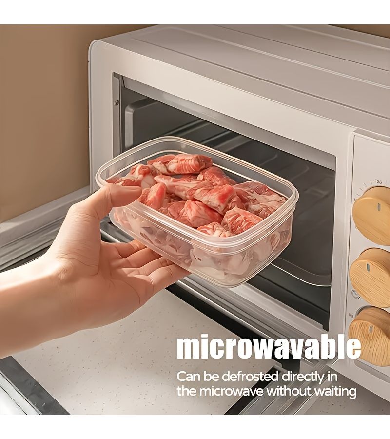 12 Pcs 6 Containers 6 Lids Food Grade PP Airtight Stackable Storage Containers Microwave And Freezer Safe Transparent Square Design For Fridge Organization Odor Proof For Veggies Meat And Eggs - Image 4