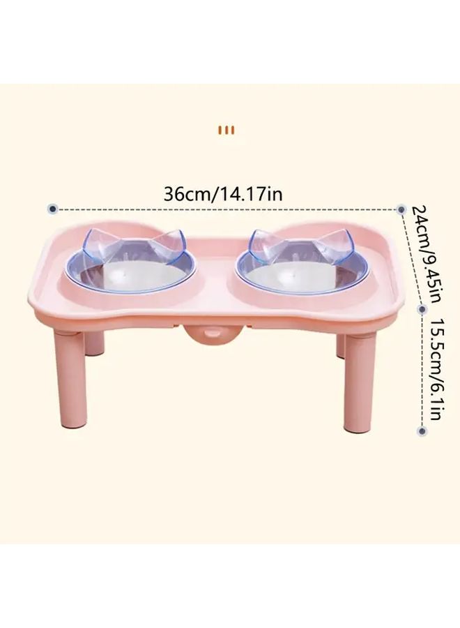 Elevated Dual Bowl Pet Feeding Table with 16 Degree Tilt Neck Support Leak Proof Spill Cat Dog Feeder Water Dispenser Non Slip Base Placemat ABS AS Plastic Adjustable Height Easy Clean Orange - Image 3