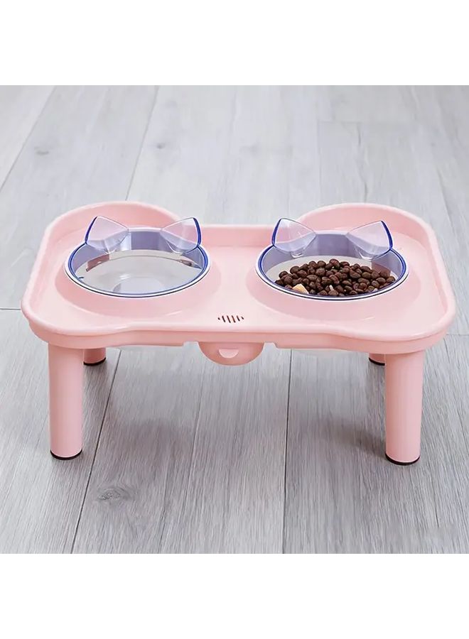 Elevated Dual Bowl Pet Feeding Table with 16 Degree Tilt Neck Support Leak Proof Spill Cat Dog Feeder Water Dispenser Non Slip Base Placemat ABS AS Plastic Adjustable Height Easy Clean Orange - Image 1