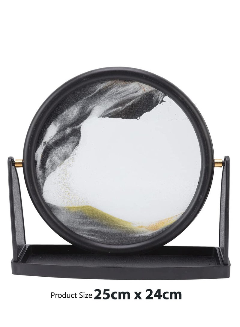 Moving Sand Art Décor 3D Deep Sea Liquid Sand Art Picture Activity Calm Relaxing Desk Toys, 360° Rotatable Quicksand Painting for Home Office Decor Creative Gift /Grey - Image 3