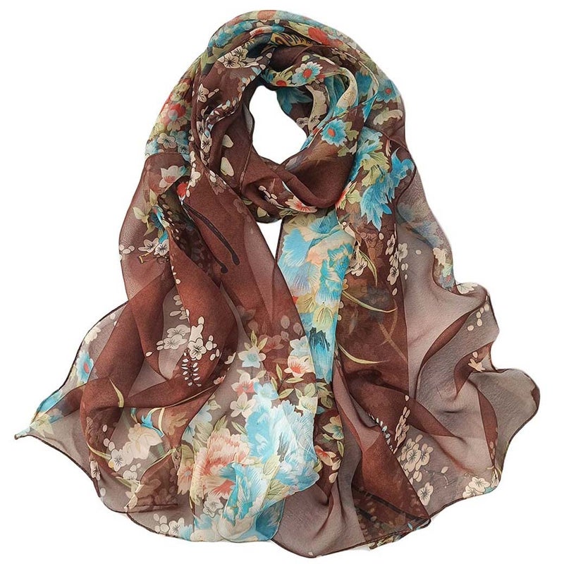 Acotavie Scarfs for Women Lightweight Fashion Scarves Print Floral Pattern Scarf Shawl Wraps (A10) - Image 1