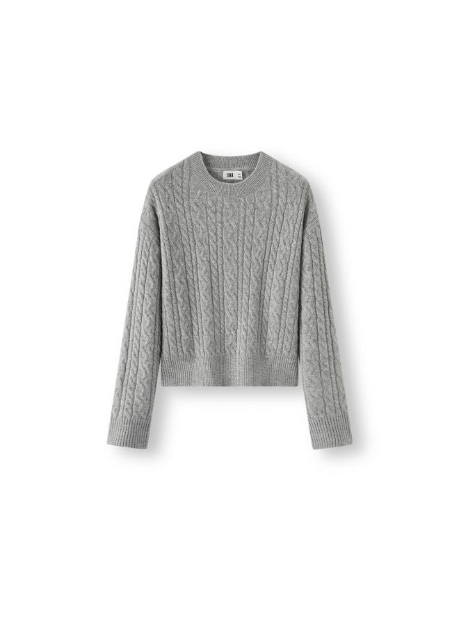 Semir Women's Winter Short Cable Knit Round Neck Loose Sweater 101725107001 - Image 3