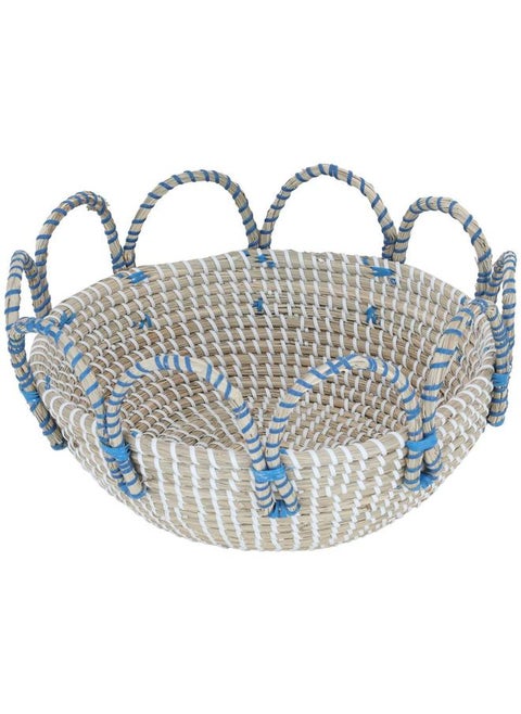 Wicker Serving Tofir 34 X 34 X 12 Cm Round Beige Blue