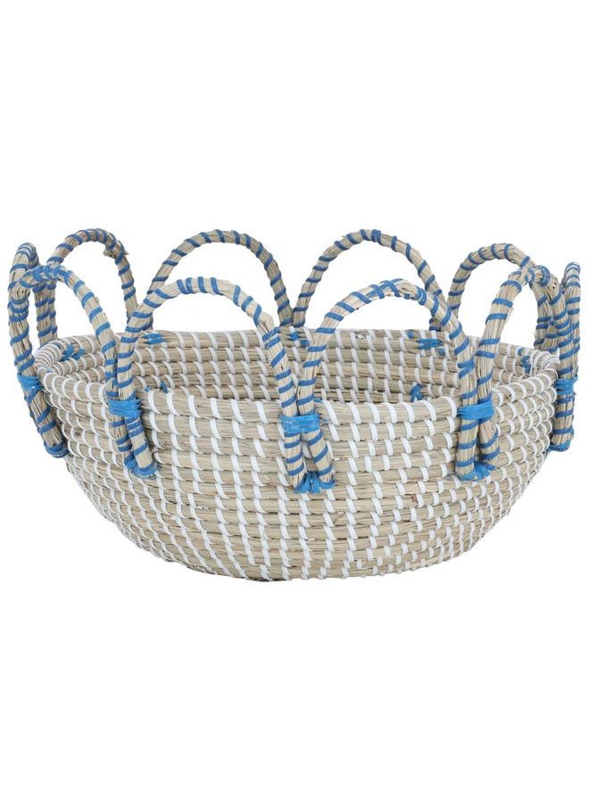 Alsaif Wicker Serving Tofir 34 X 34 X 12 Cm Round Beige Blue  - Image 2