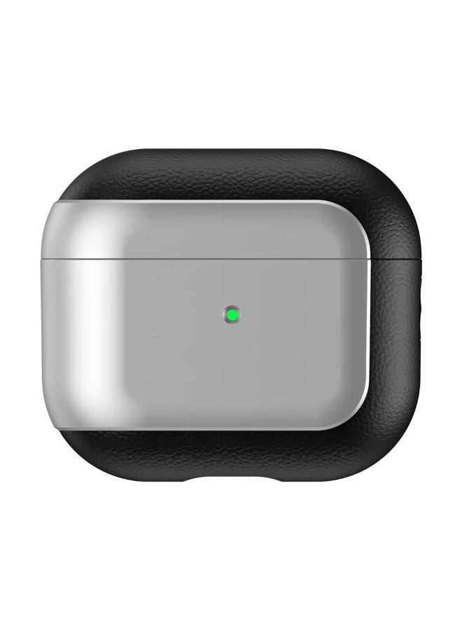 حافظة جلدية رفيعة لسماعات Airpods 4 مع إغلاق آمن وسلسلة (فضي) - Image 2