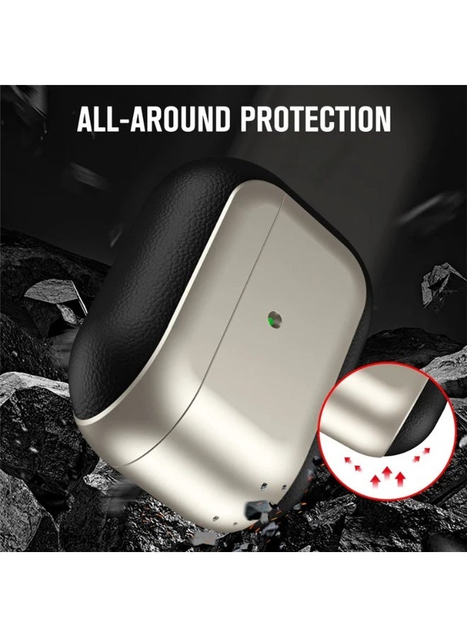 حافظة جلدية رفيعة لسماعات Airpods 4 مع إغلاق آمن وسلسلة (فضي) - Image 4