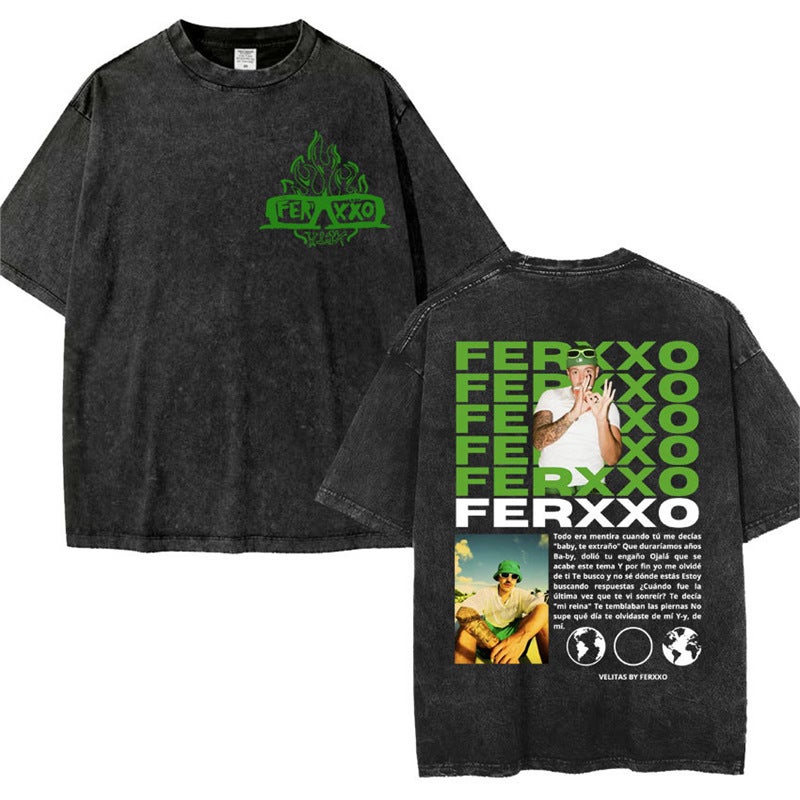 Feid Ferxxo World Tour 2024 Retro Washed T Shirt Men Women 9 - Image 3