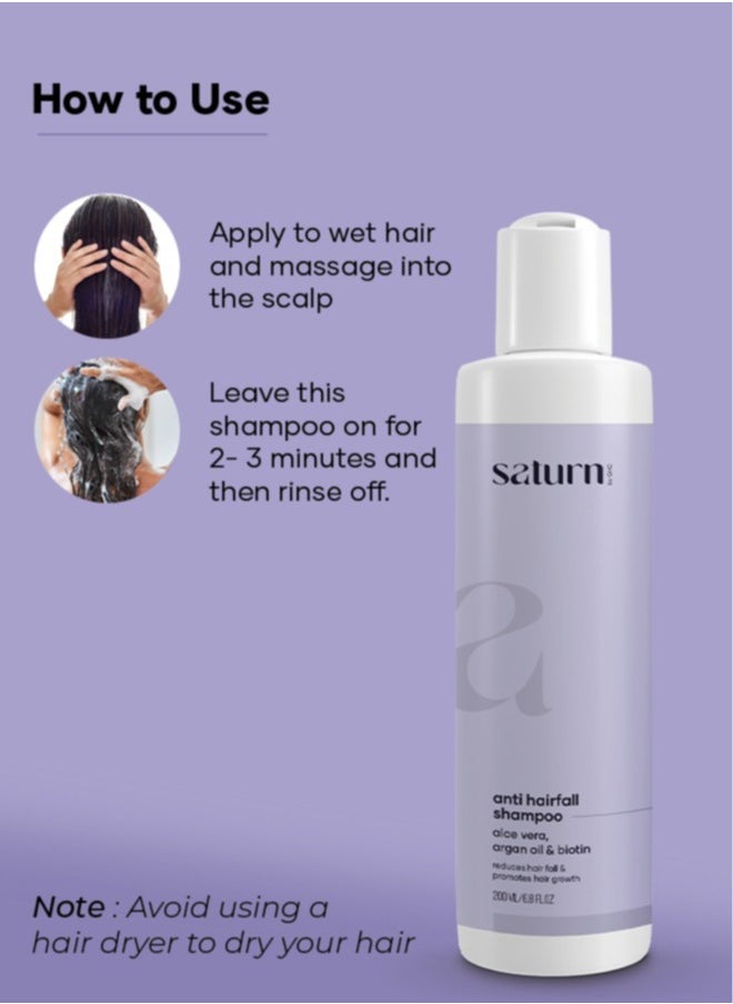 Saturn by GHC - Anti Hair Fall Shampoo for Women - 200ml - Anti Hairfall Shampoo with Aloe Vera Argan Oil and Biotin | Hair Nourishing Shampoo for Hair Fall & Hair Growth - Image 1