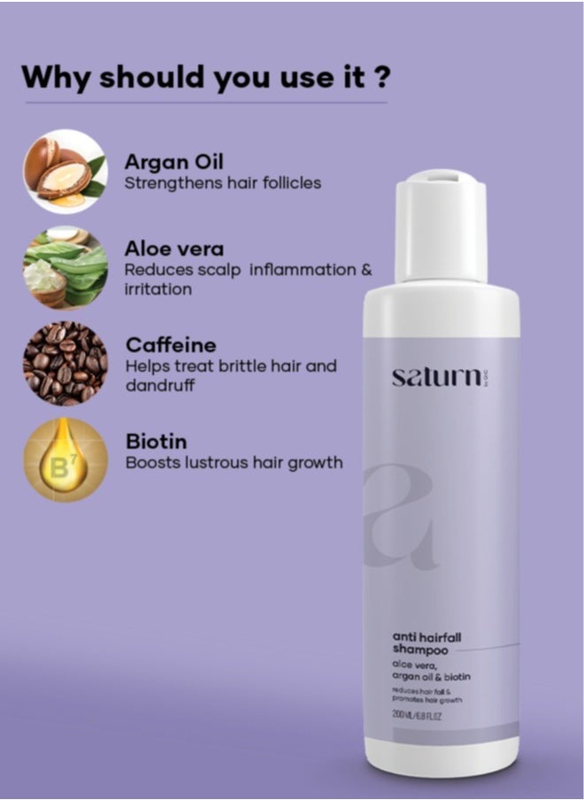 Saturn by GHC - Anti Hair Fall Shampoo for Women - 200ml - Anti Hairfall Shampoo with Aloe Vera Argan Oil and Biotin | Hair Nourishing Shampoo for Hair Fall & Hair Growth - Image 1
