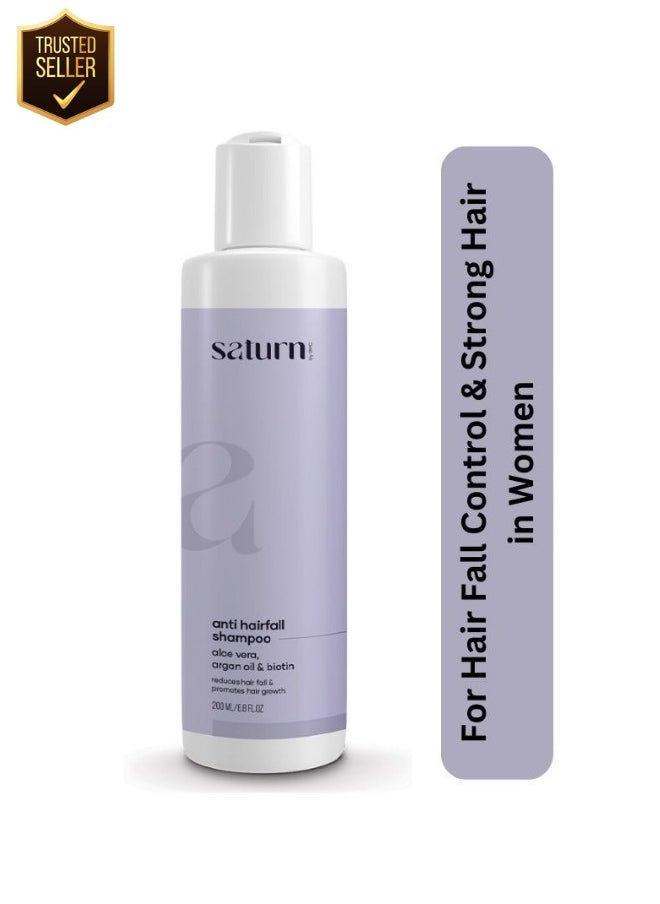 Saturn by GHC - Anti Hair Fall Shampoo for Women - 200ml - Anti Hairfall Shampoo with Aloe Vera Argan Oil and Biotin | Hair Nourishing Shampoo for Hair Fall & Hair Growth - Image 1