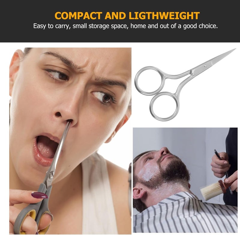 OSALADI Wear-resistant Stainless Steel Nose Hair and Eyebrow Scissors with Straight Tip, Compact Multi-function Grooming Tool for Home Personal Care - Image 3